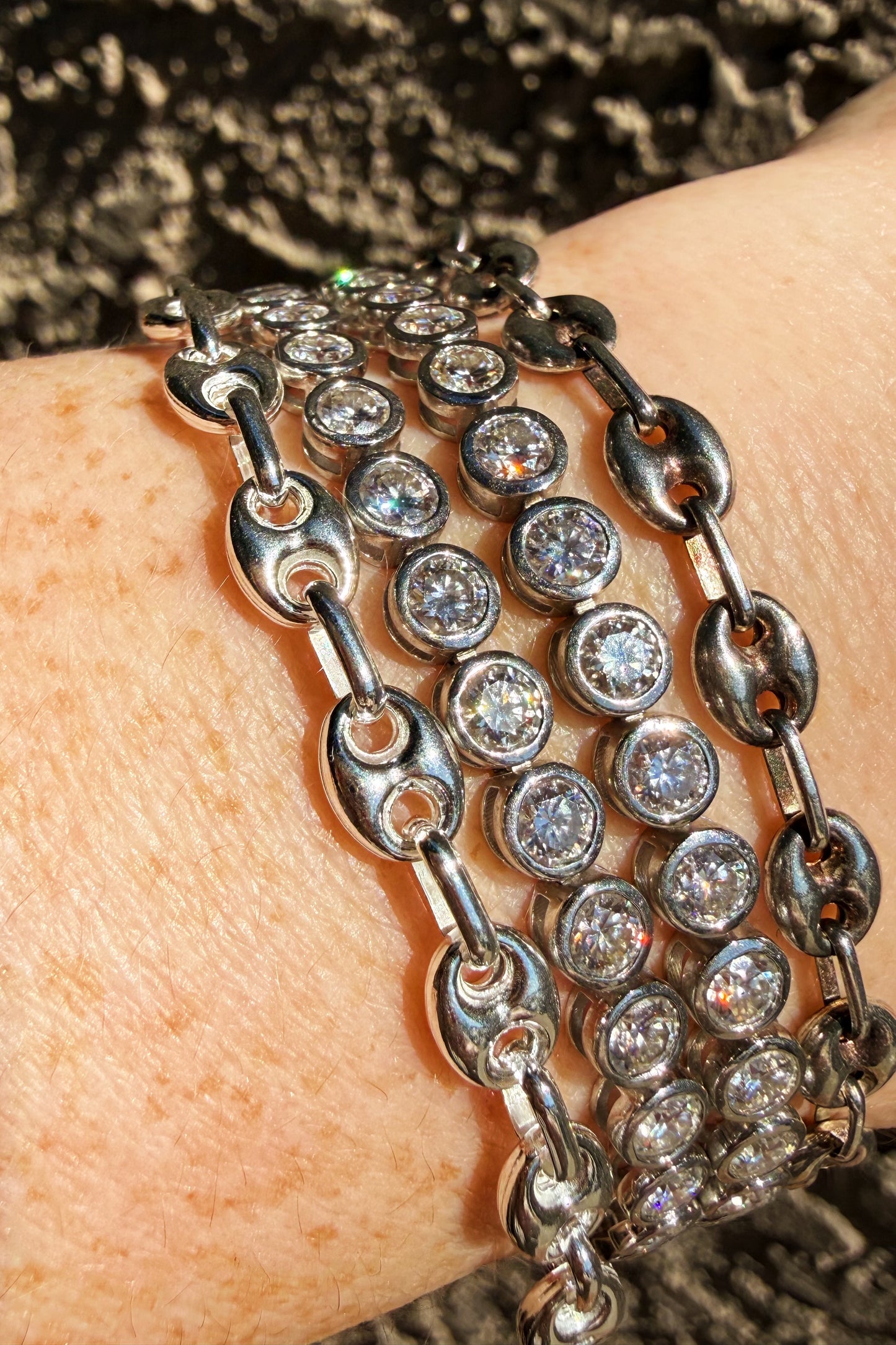 Sterling Silver 6mm puff mariner link bracelet 7”