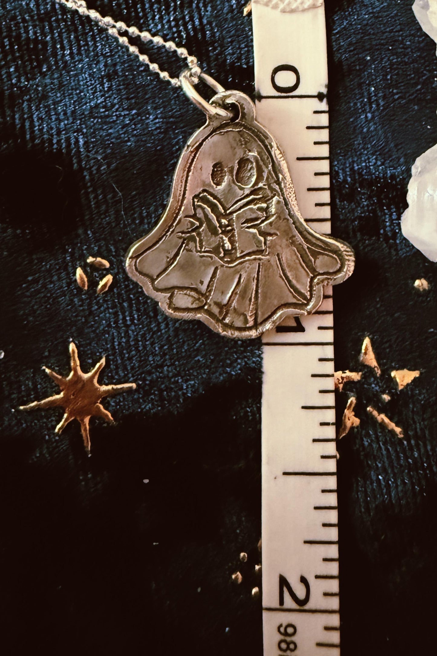 Book Lover Ghostie style 2 handmade fine silver sheet ghost reading a book