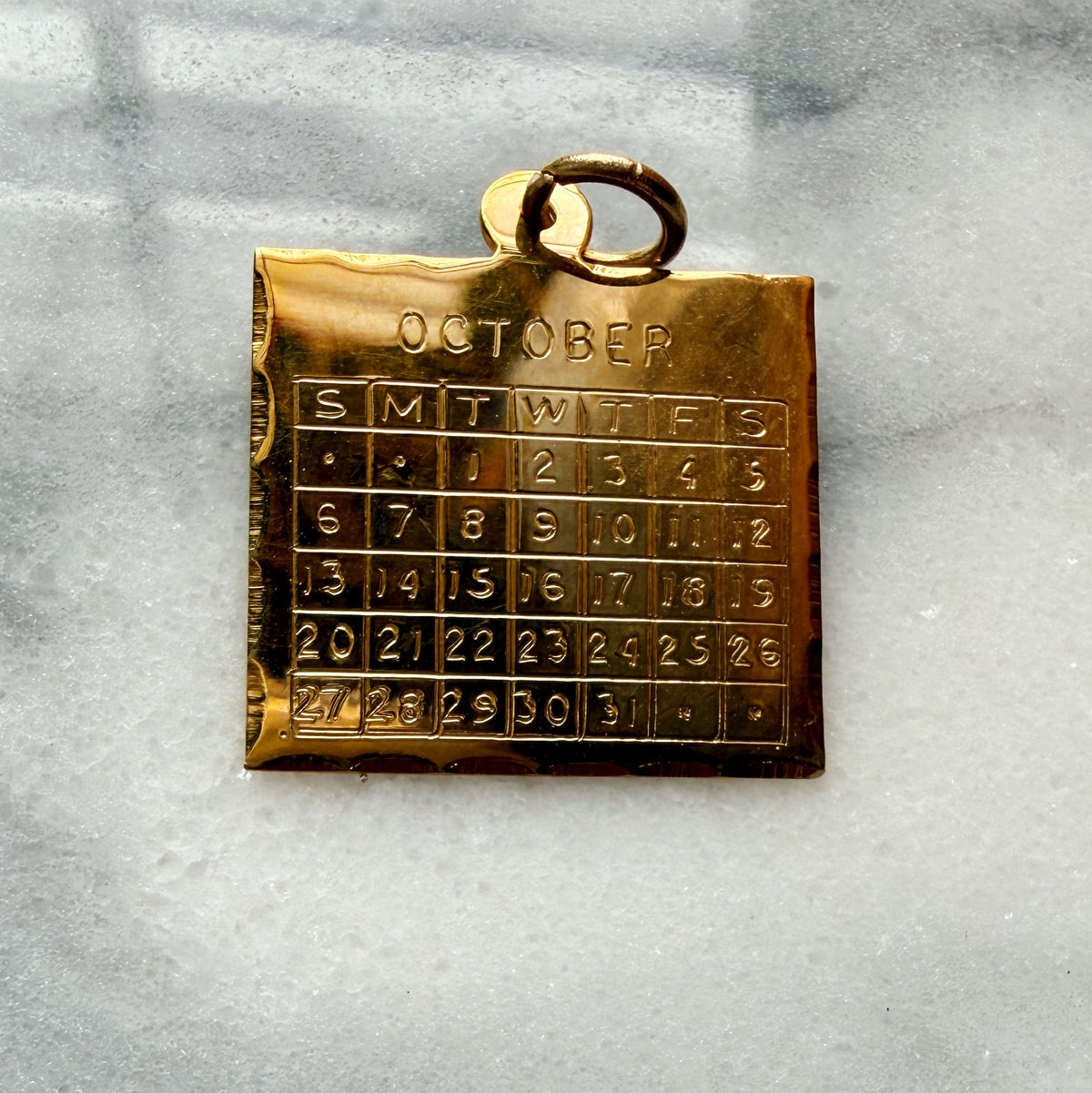 Vintage 14k October Calendar Charm