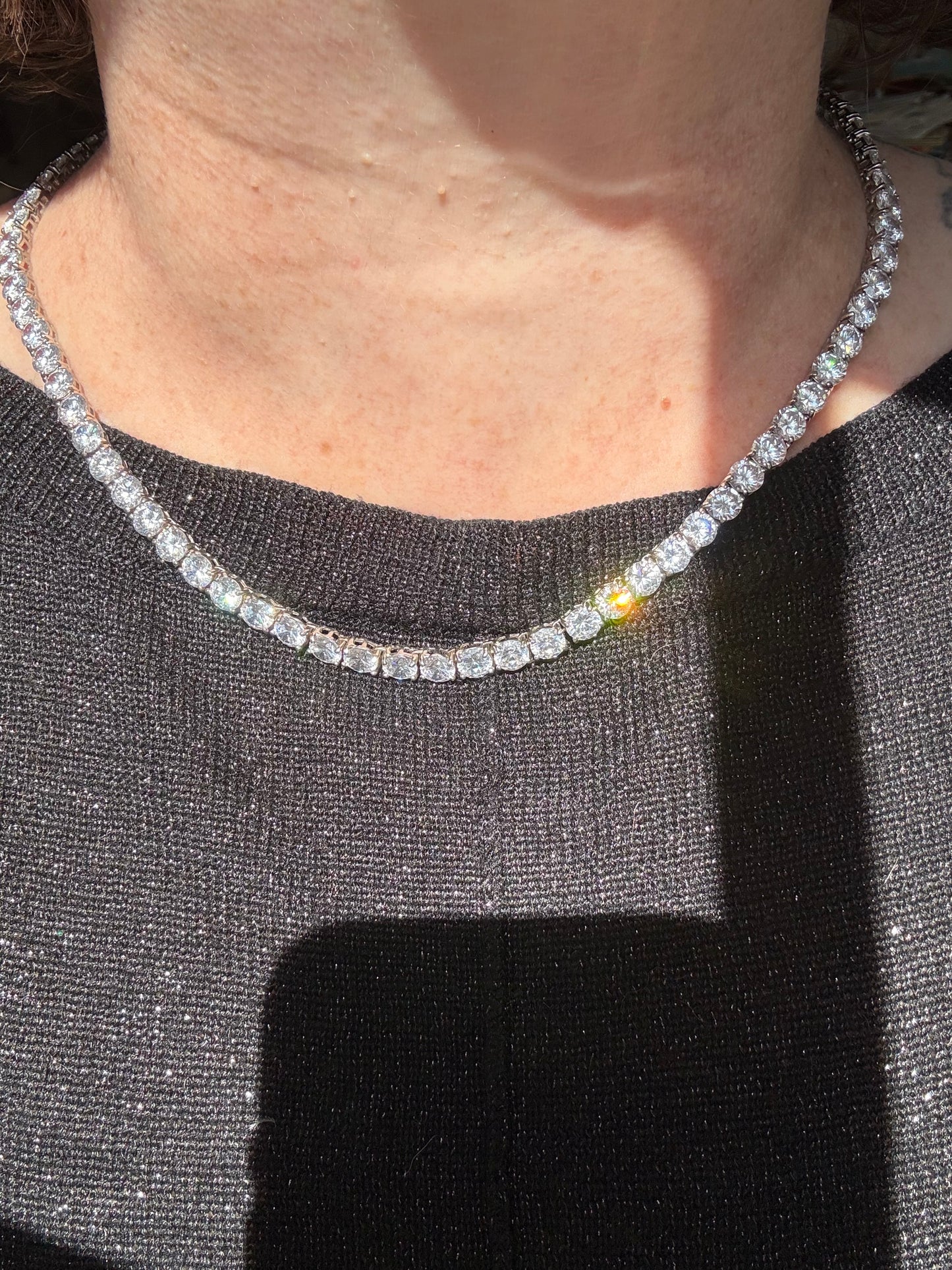 Vintage .925 Sterling 16.5” CZ tennis necklace