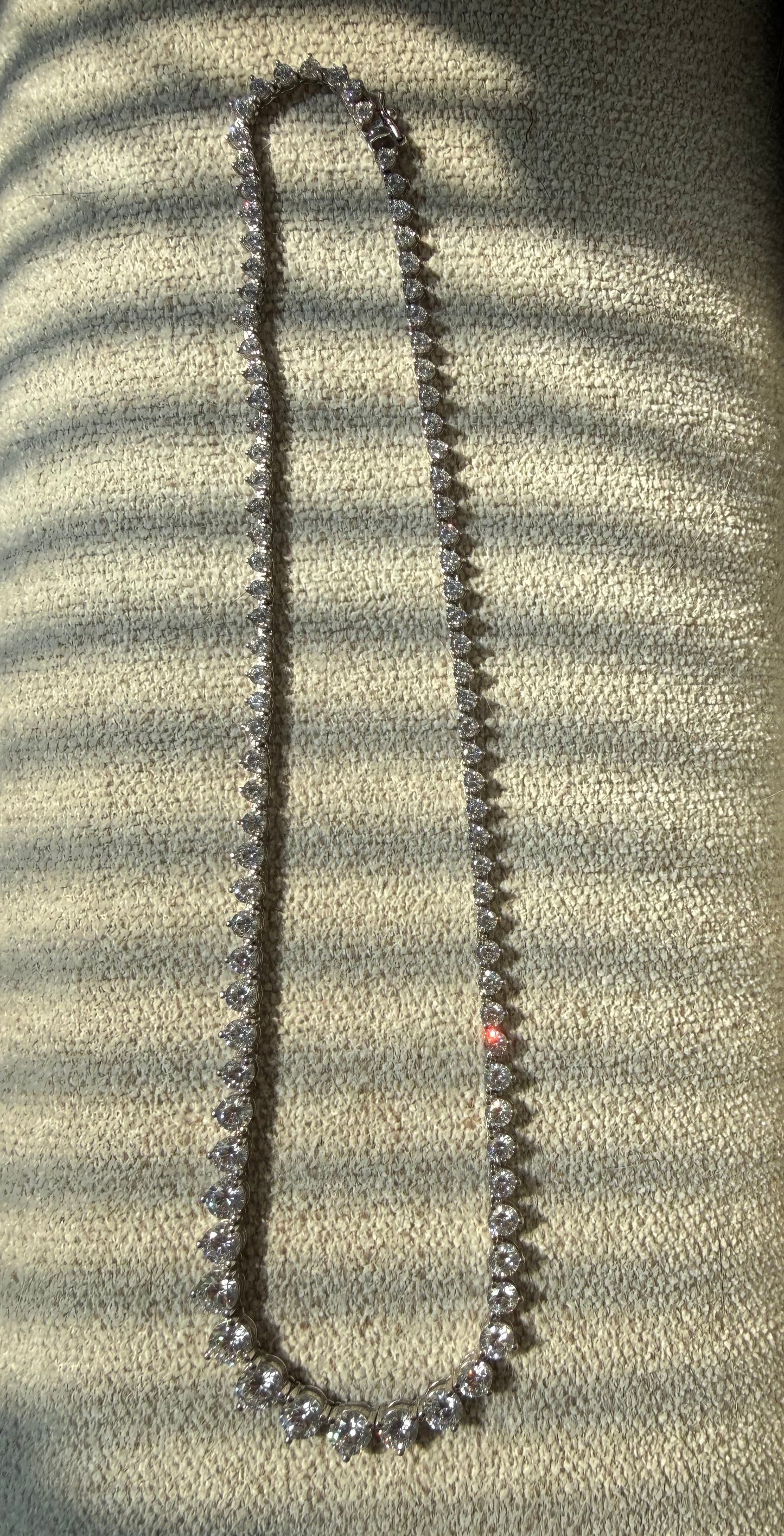 Vintage .925 sterling silver graduated CZ tennis necklace 16”