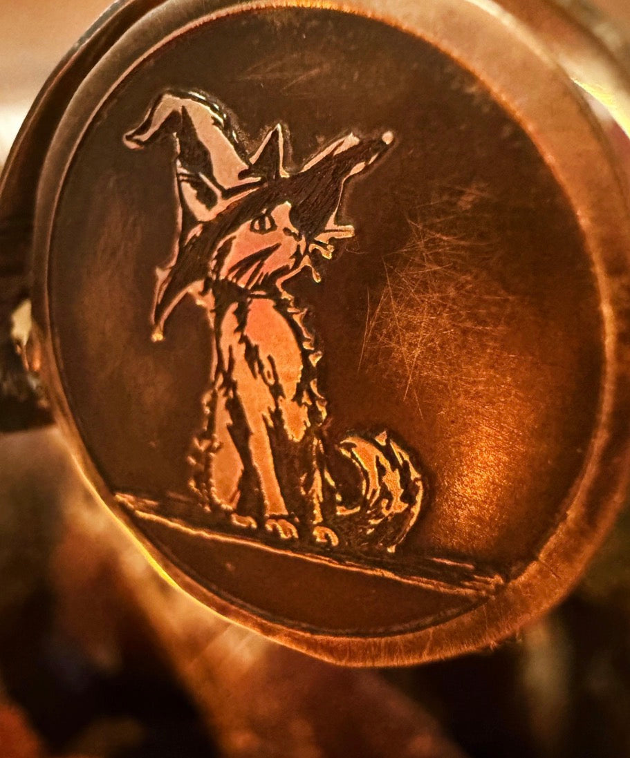Custom listing for Lizy: Sterling spinning fate coin pendant witch and familiar