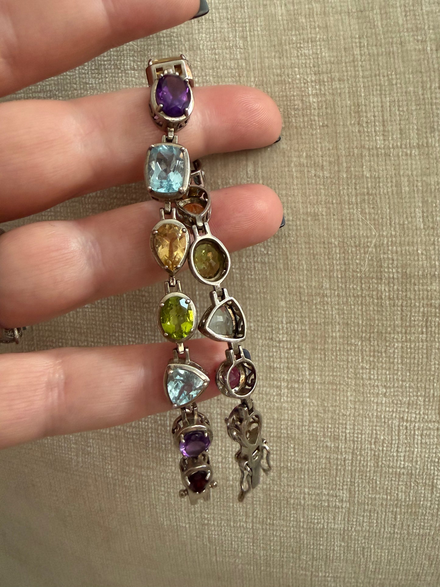 Sterling Silver Multicolored Gemstone Bracelet