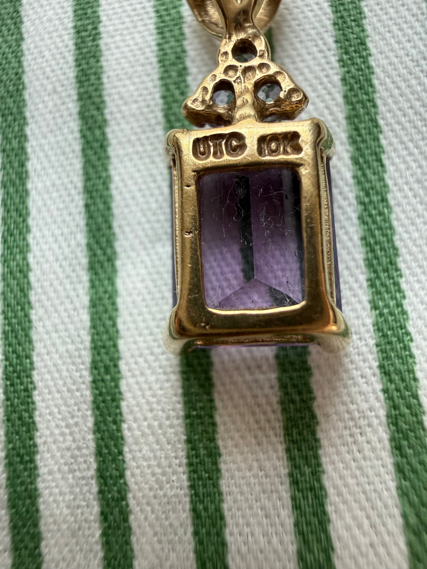 Vintage 10k Yellow Gold Amethyst and Tanzanite Pendant Charm