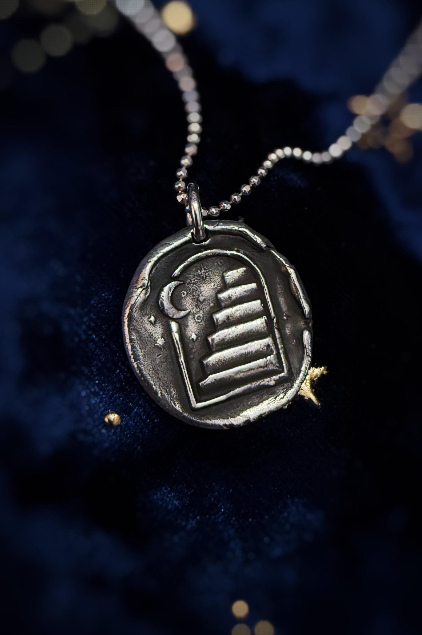 Fine Silver Stairway to the Moon Pendant Necklace: Good Luck Charm