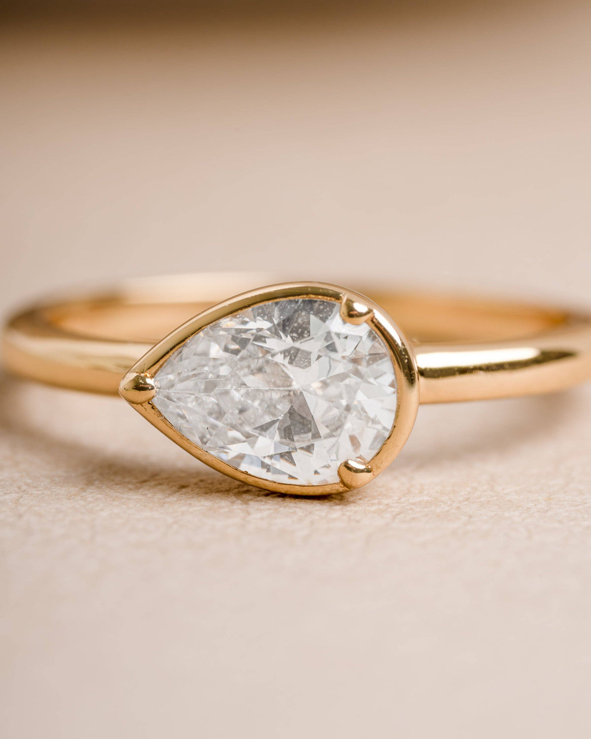 Sideways Bezel Pear Ring