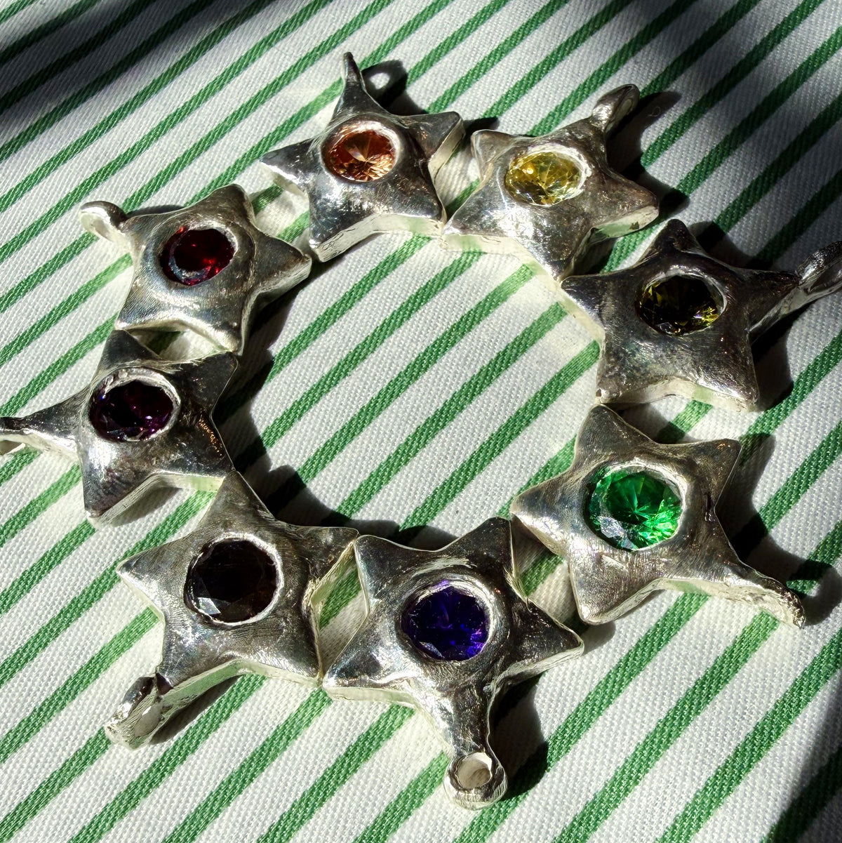 La Étoile Potelée .999 Fine Silver Handmade Gemset Star Charm