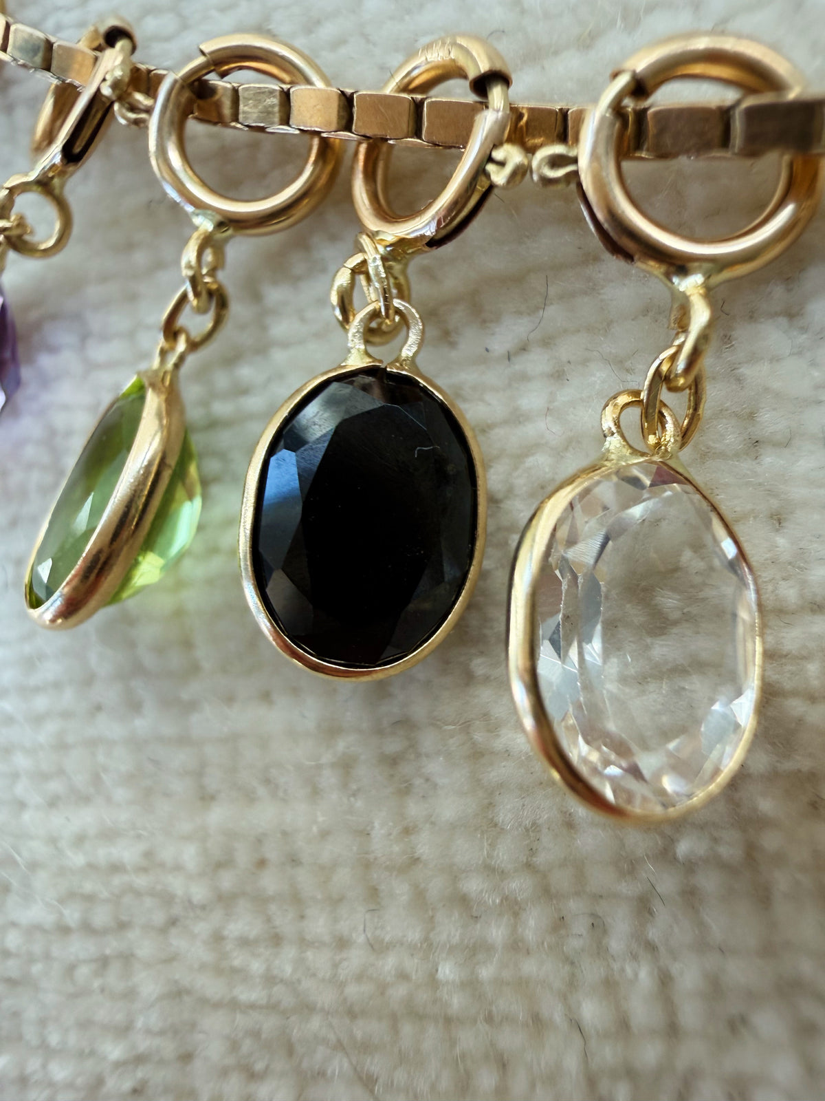 14k Jellybean Charm in Amethyst, Garnet, Peridot, Spinel, Quartz, Topaz, and Sapphire