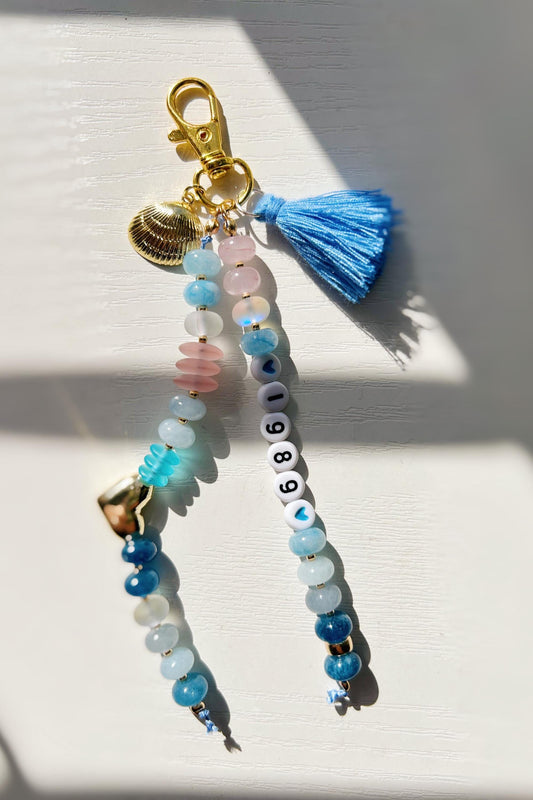 Handmade 1989 Era Genuine Gemstone 18k Gold Filled Keychain Bag Charm Friendship Bracelet style