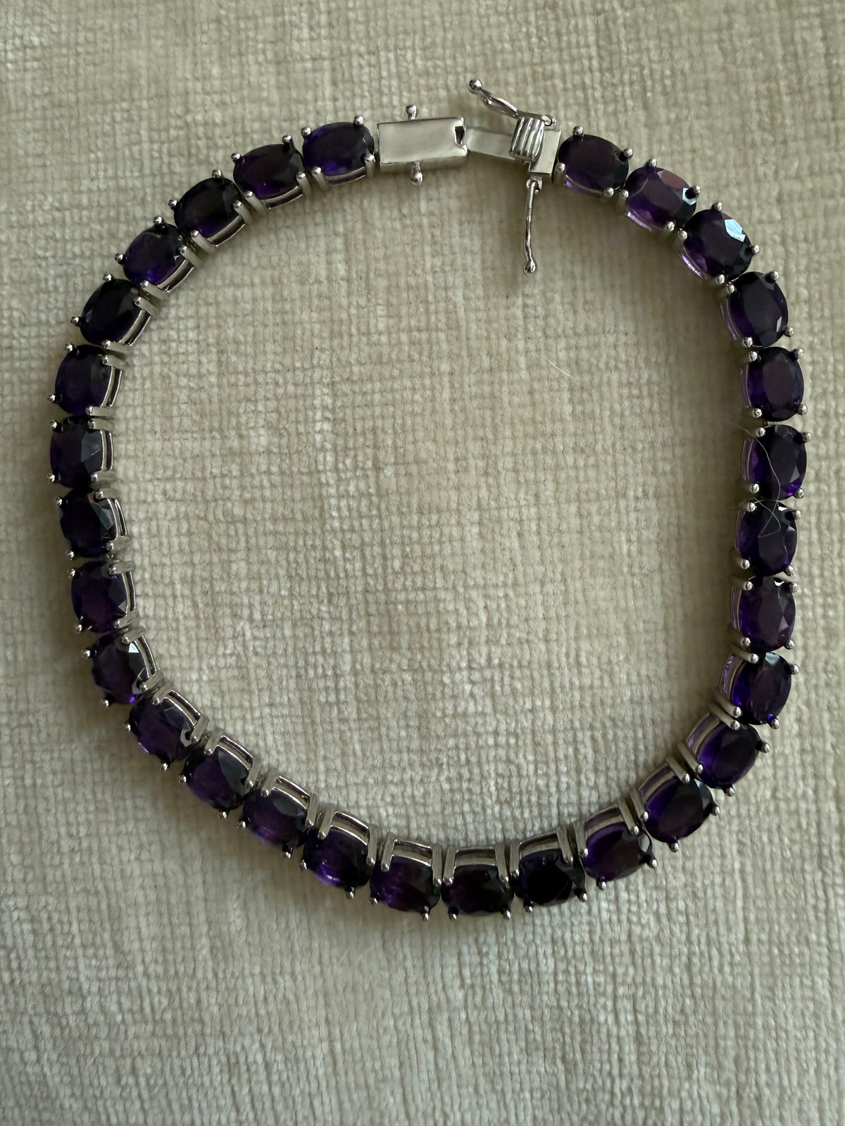 Sterling silver amethyst tennis bracelet 8.5”