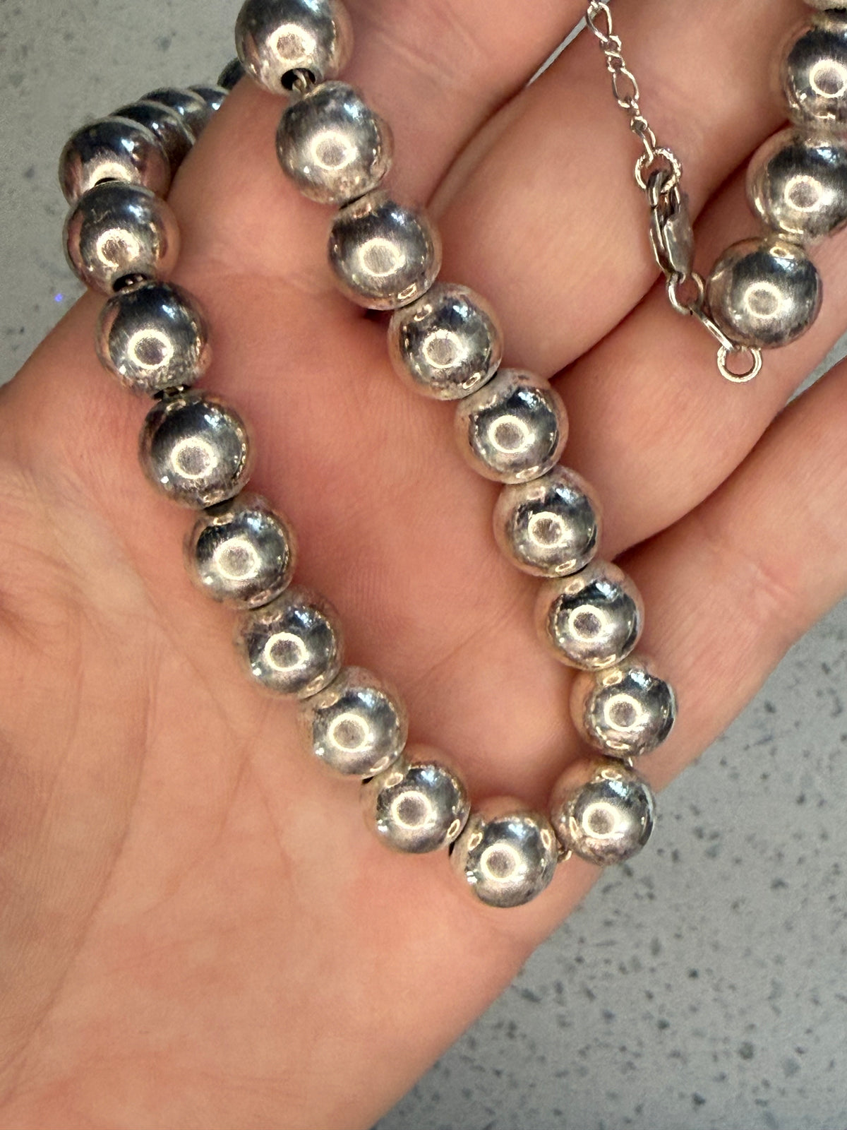 Vintage sterling silver Milor ball chain necklace 18”