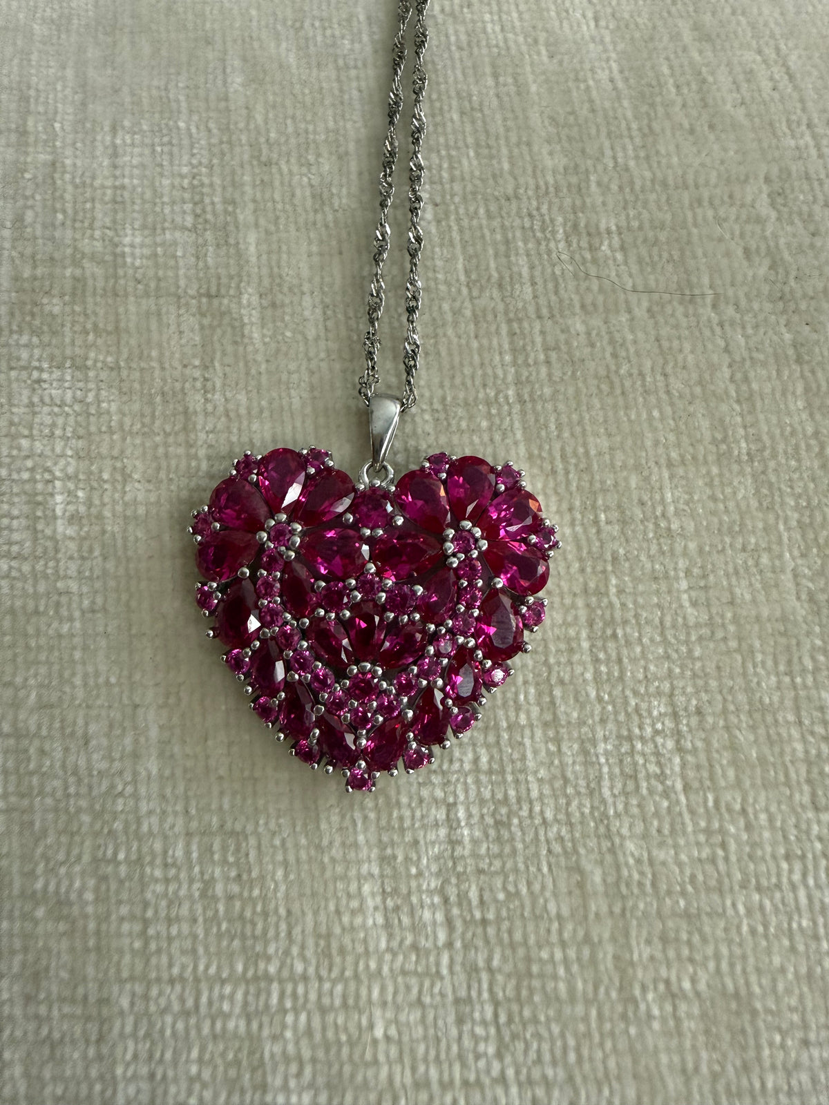 Sterling Silver Ruby Heart Pendant with 20” chain