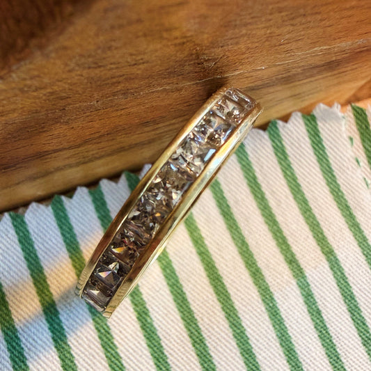 Vintage 10K Yellow Gold and CZ Channel Set Eternity Band size 9.75 4.64 grams