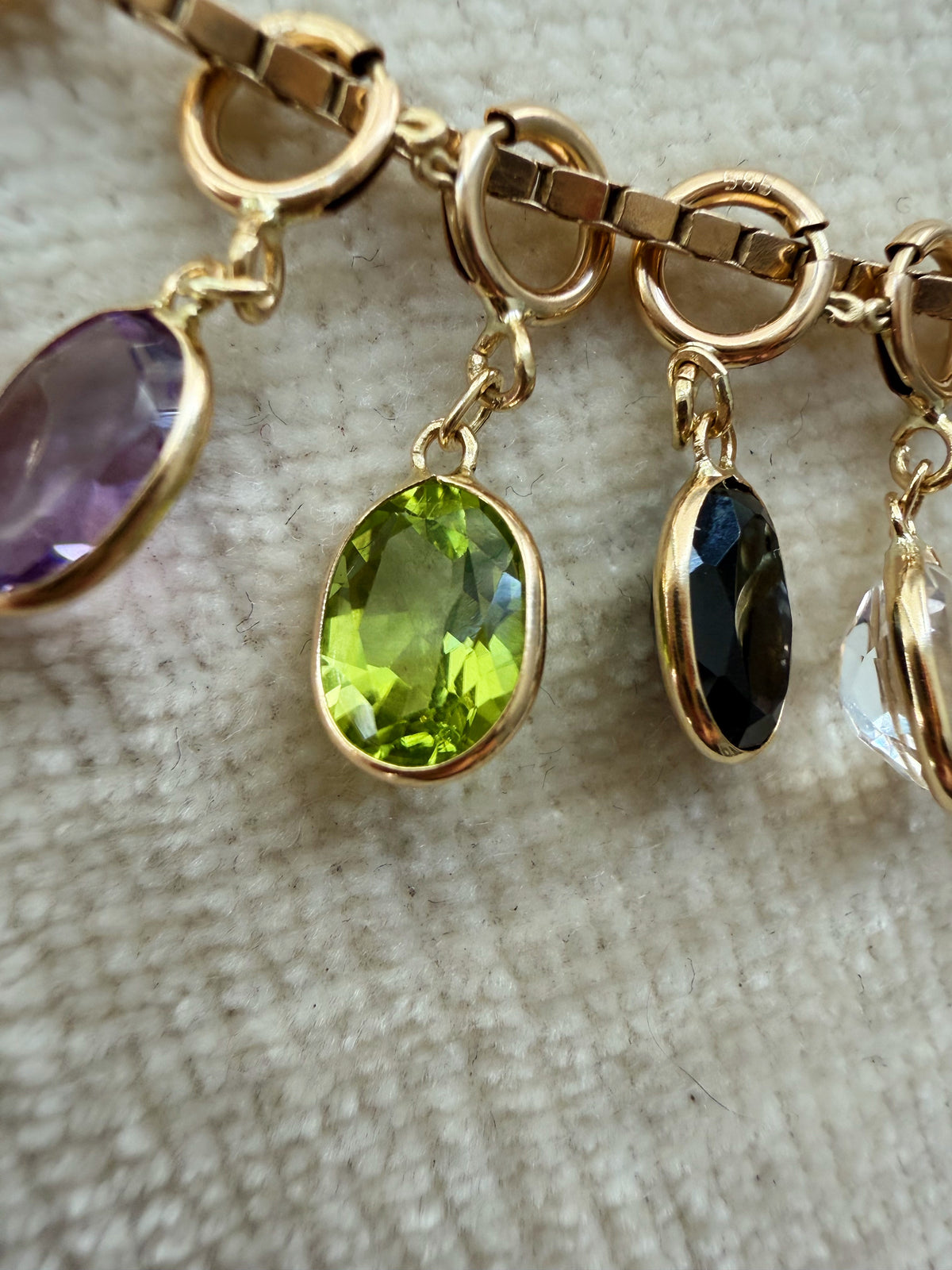 14k Jellybean Charm in Amethyst, Garnet, Peridot, Spinel, Quartz, Topaz, and Sapphire