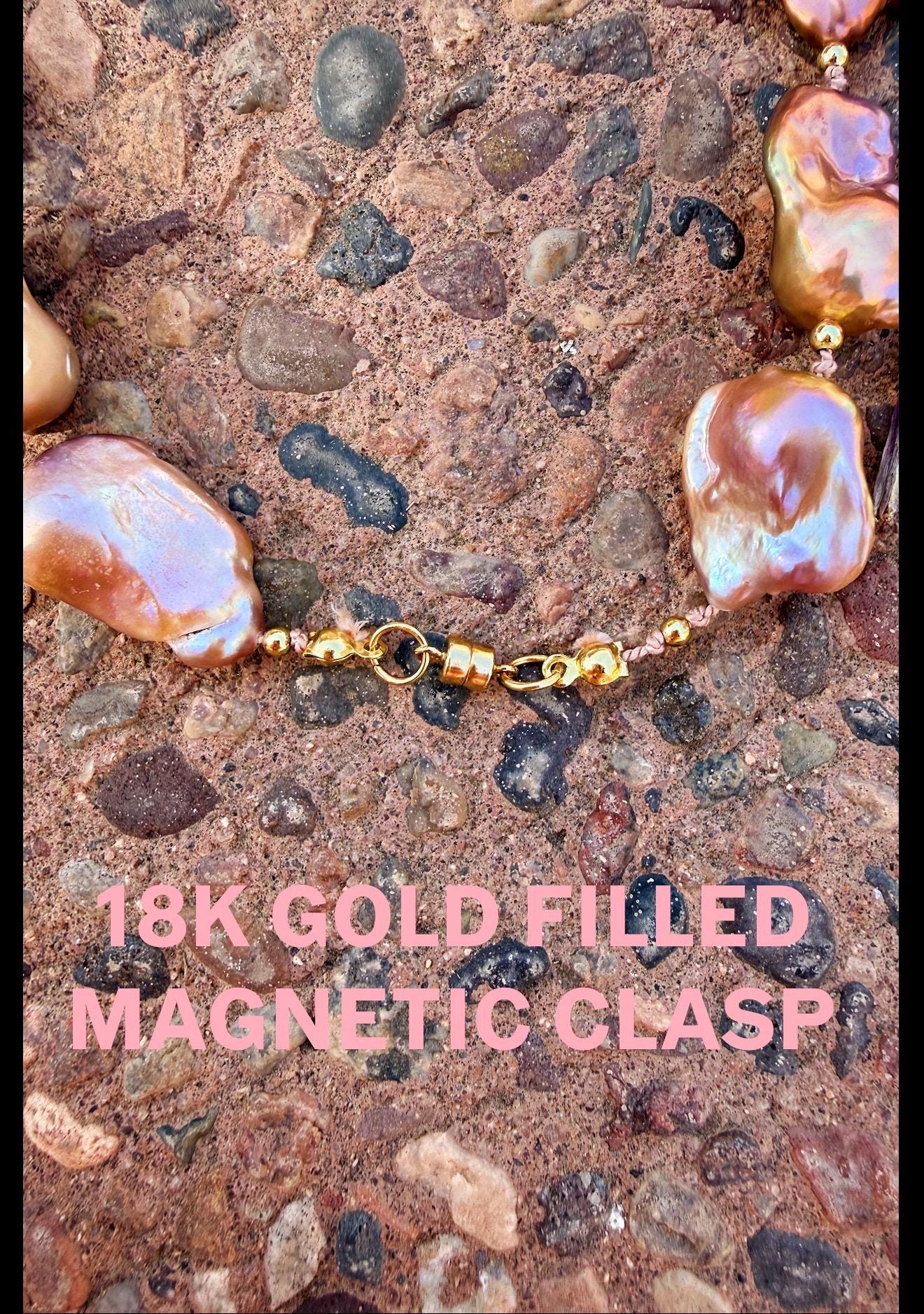 Genuine Freshwater Baroque Pearl and 18k Gold Filled Bead Necklace
