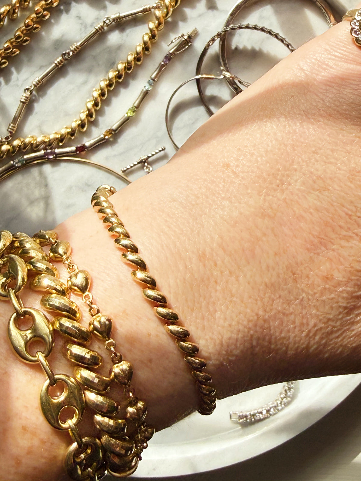 14k yellow gold 4mm San Marco bracelet 7.25” 9.8 grams