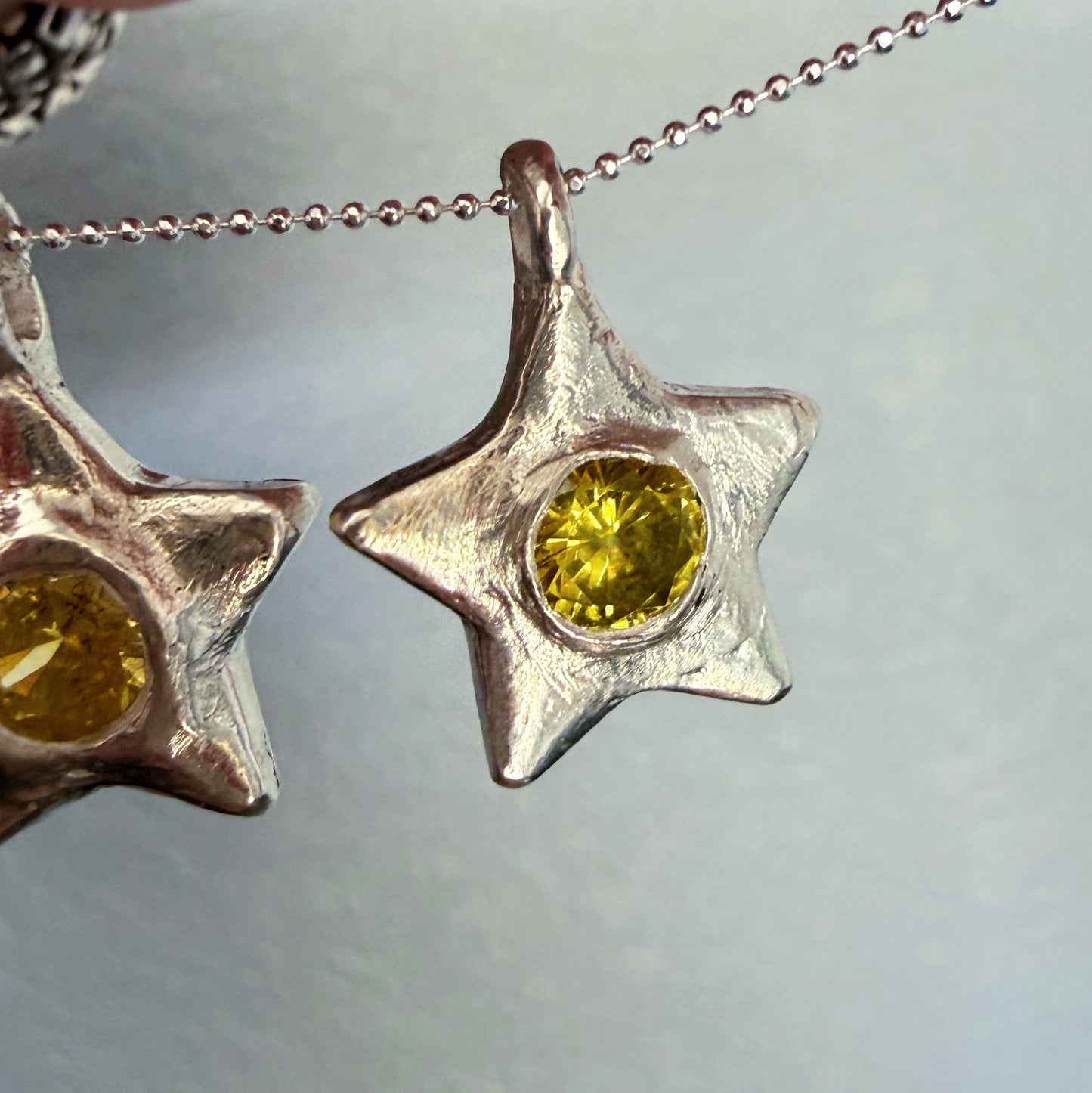 .999 Fine Silver Handmade Gemset Star Charm
