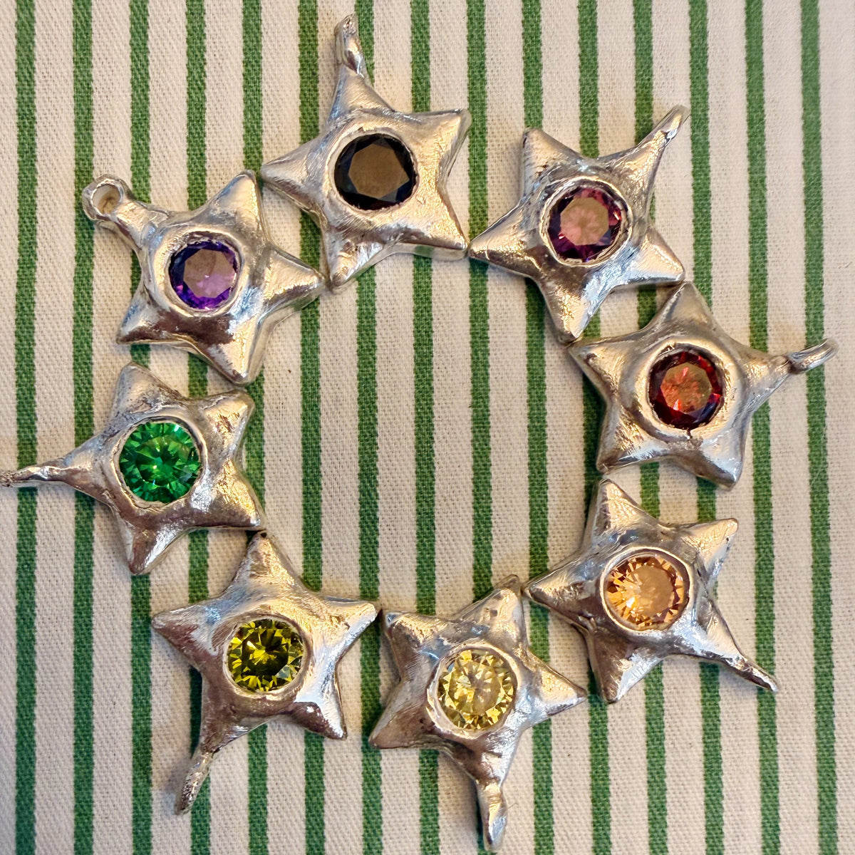 La Étoile Potelée .999 Fine Silver Handmade Gemset Star Charm