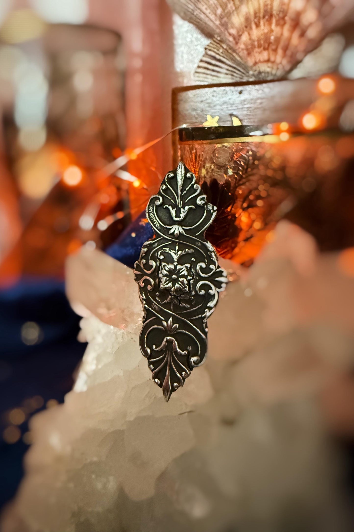 Floral Victorian Acanthus Shield ring handmade in fine and sterling silver