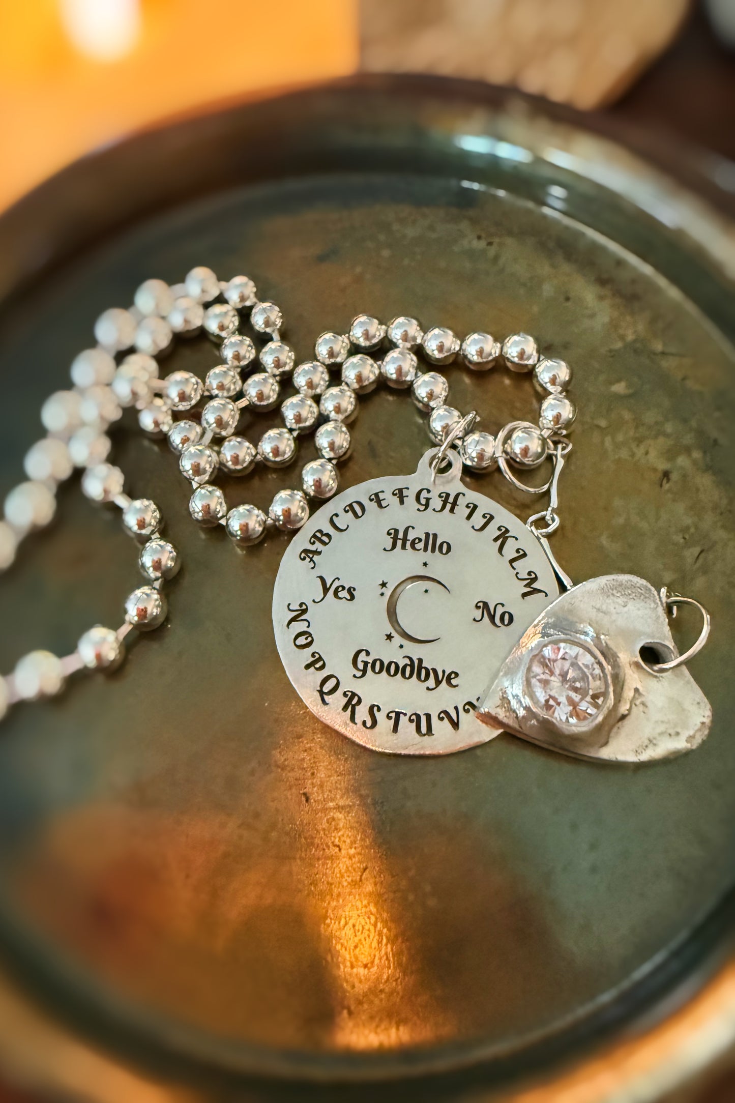 Handmade Sterling Silver Ouija Board and Planchette Charms
