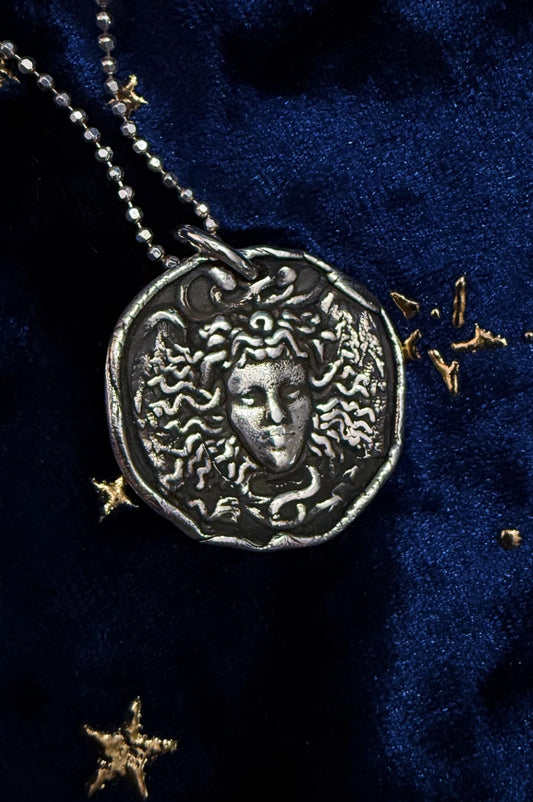 Fine Silver Medusa Pendant Necklace: Handmade Protection Charm