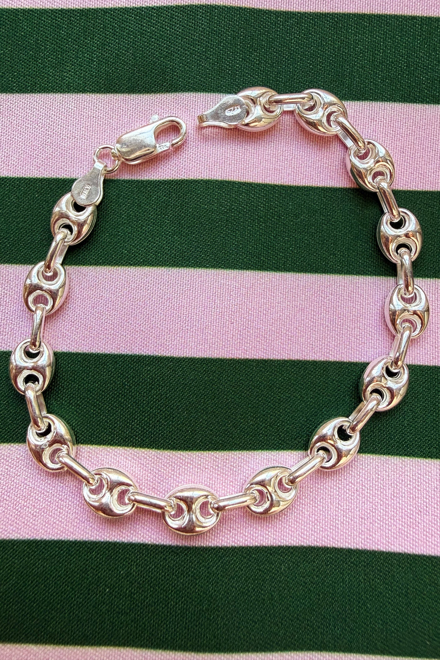 Sterling Silver 6mm puff mariner link bracelet 7”