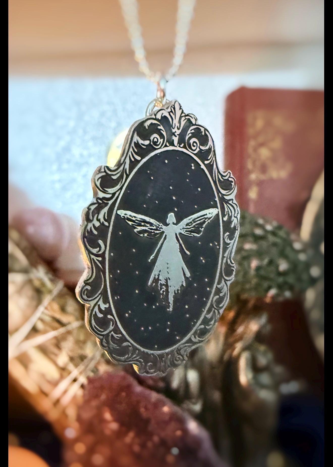 Portrait of a Midnight Fairy Handmade Sterling Silver Ring or Necklace, made to order