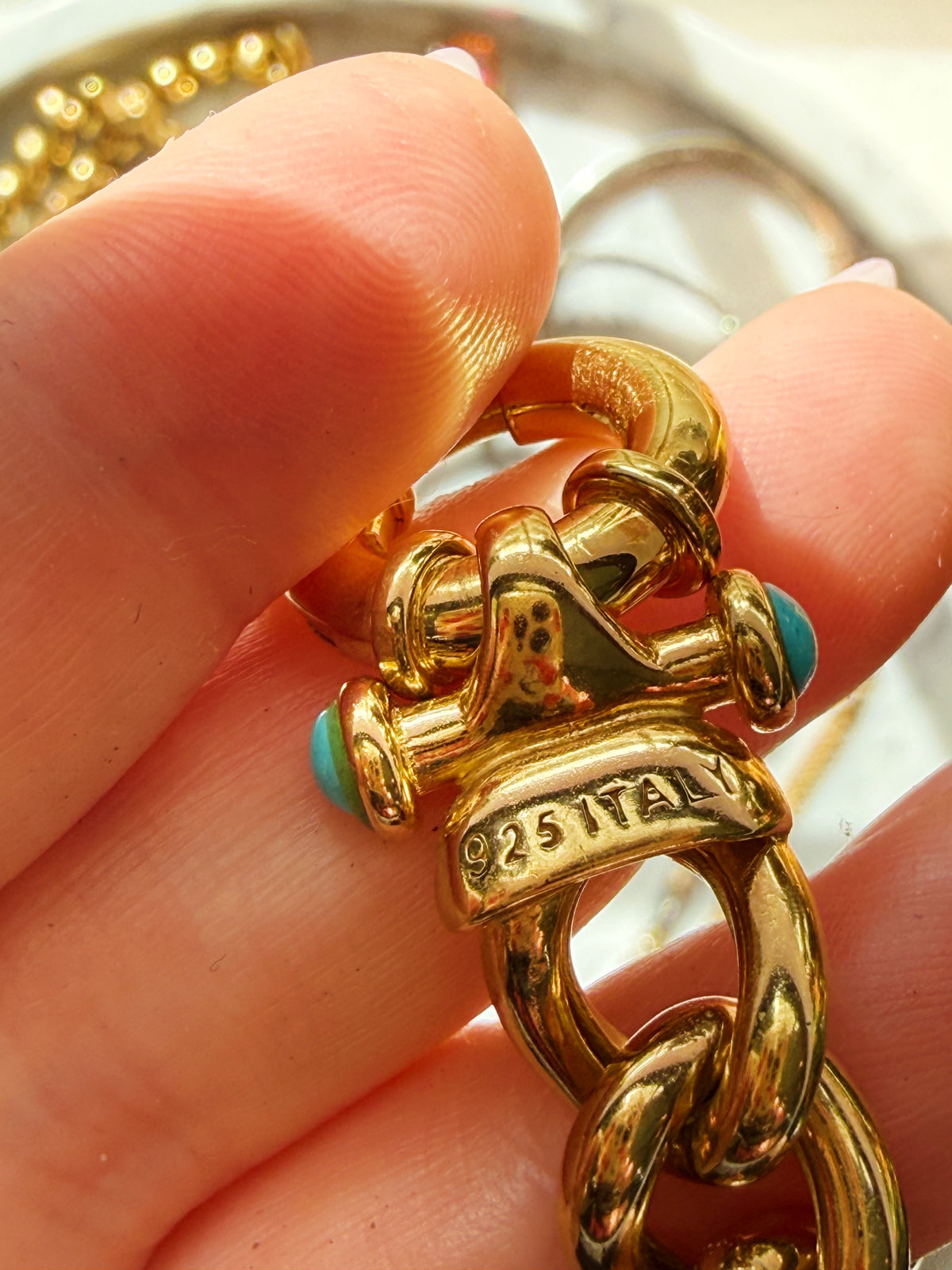 Gold over Sterling Silver Curb Bracelet with Bolt/Sailor clasp