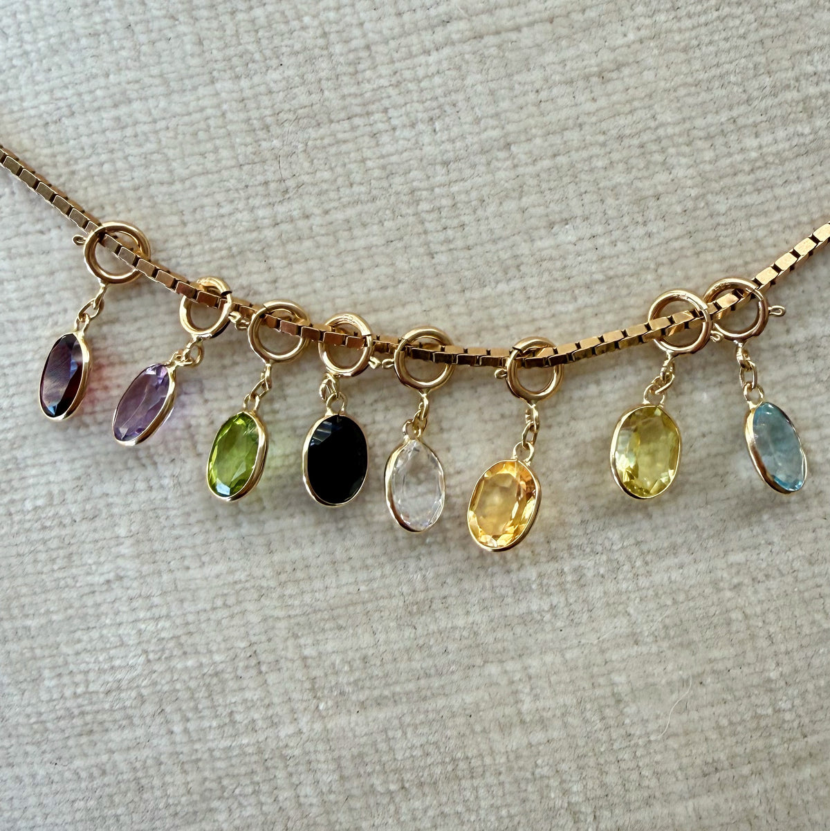 14k Jellybean Charm in Amethyst, Garnet, Peridot, Spinel, Quartz, Topaz, and Sapphire