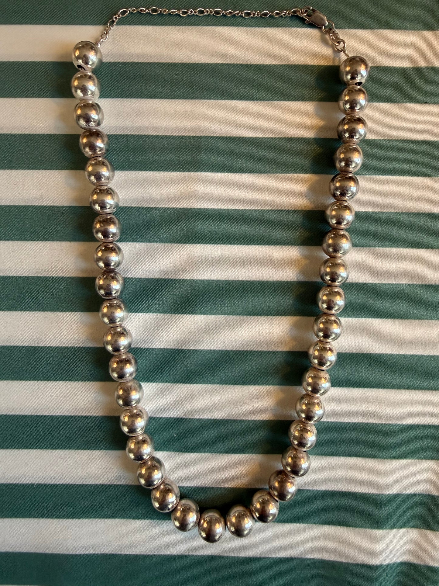 Vintage Milor Sterling Silver Ball Bead Chain Necklace