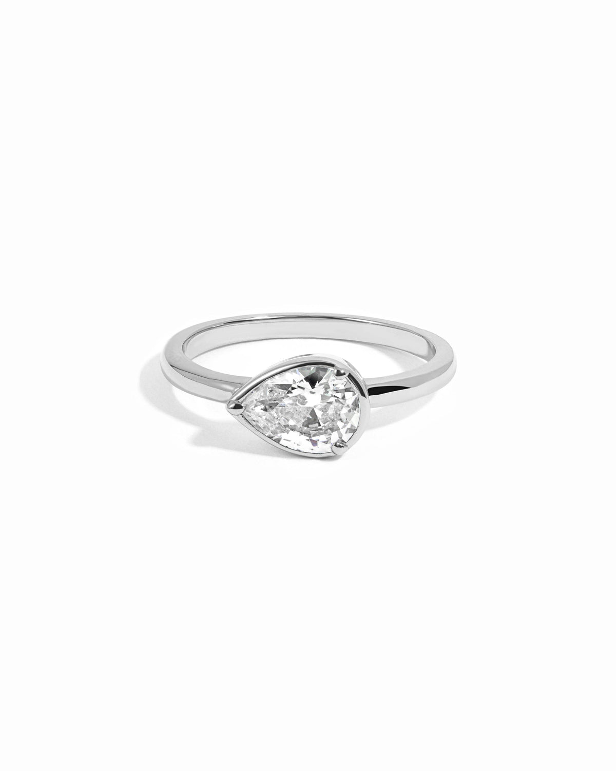 Sideways Bezel Pear Ring