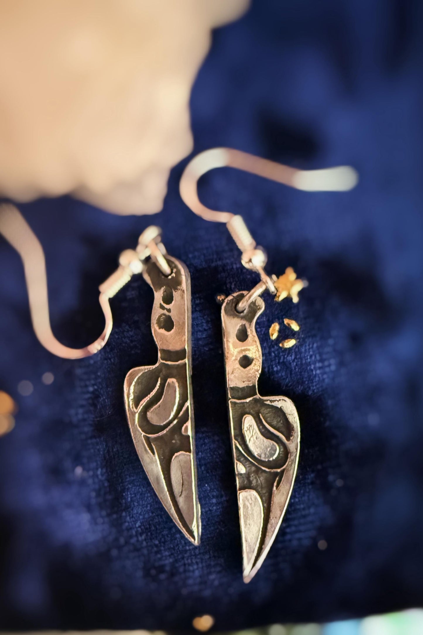 Ghost Face mask knife earrings handmade in .999 fine silver