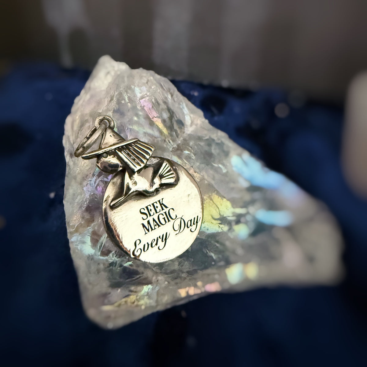 Custom Engraved Little Witch Charm .925 Sterling Silver