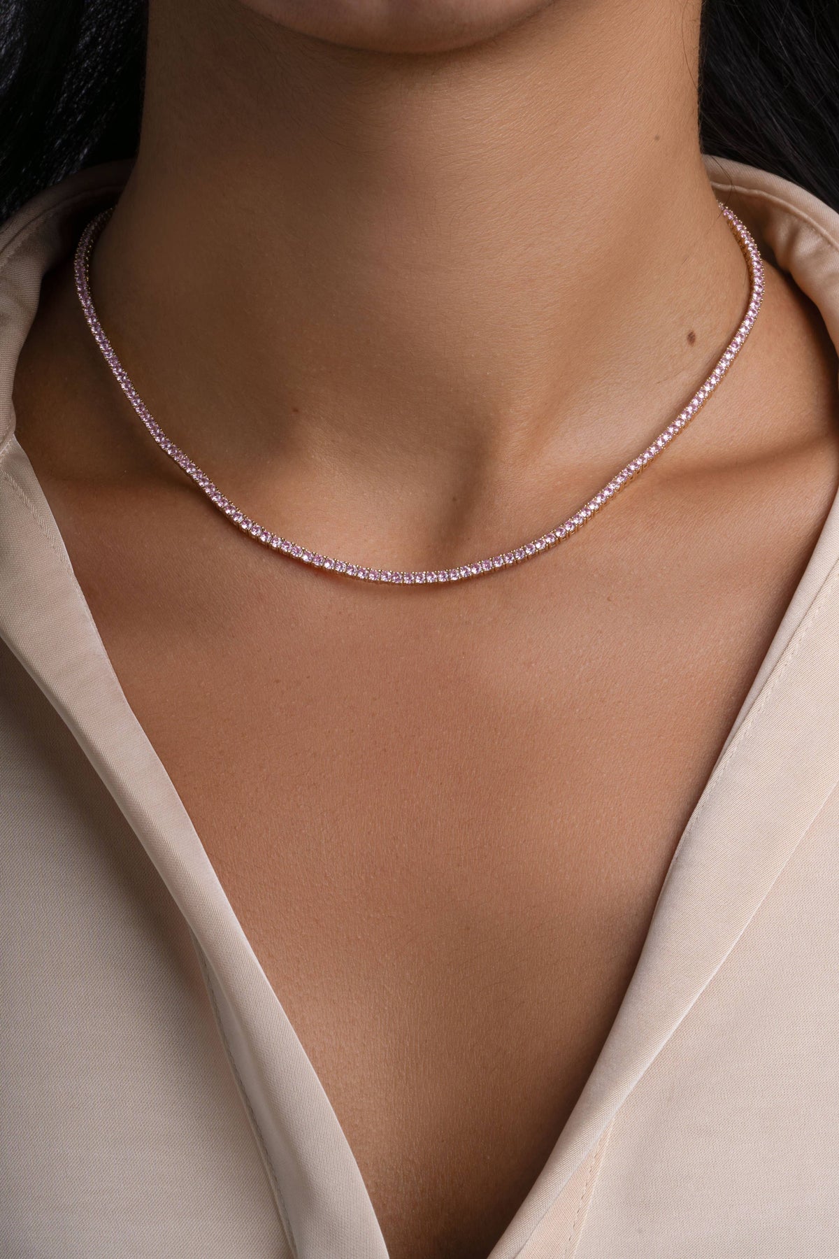 Pink Tennis Necklace