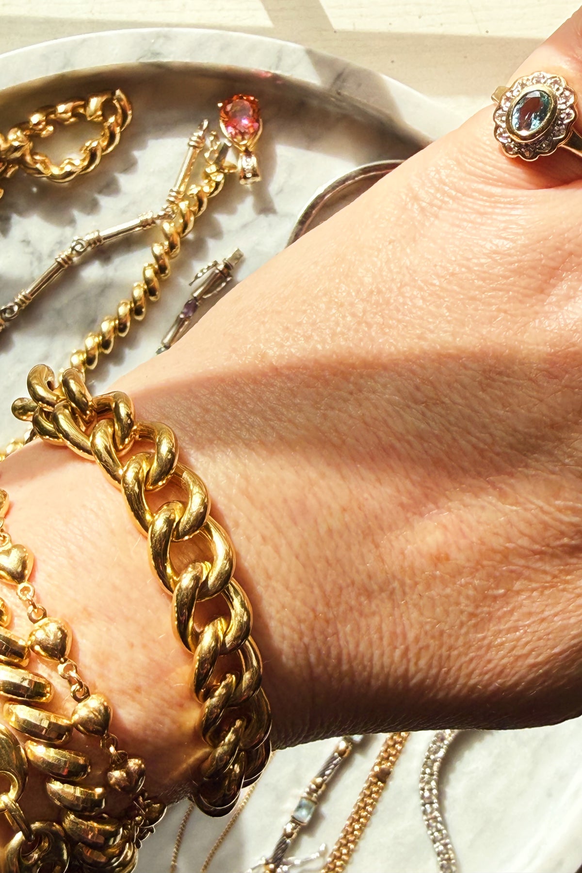Gold over Sterling Silver Curb Bracelet with Bolt/Sailor clasp