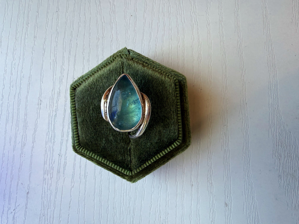 Blue Flourite Sterling Silver Ring size 4.5