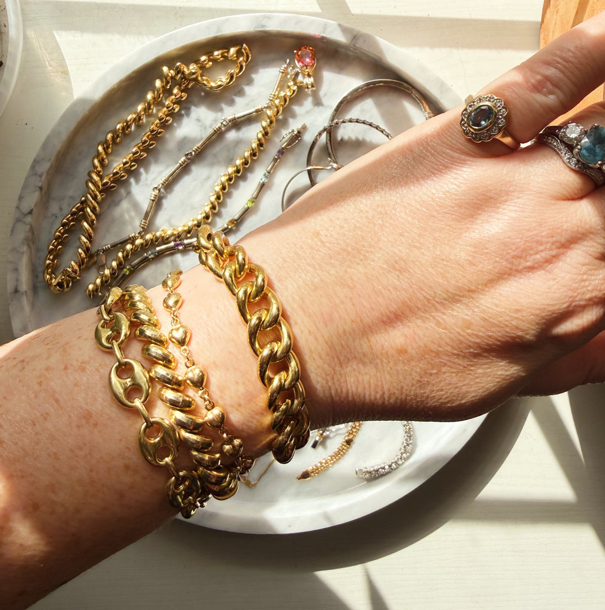 Gold over Sterling Silver Curb Bracelet with Bolt/Sailor clasp
