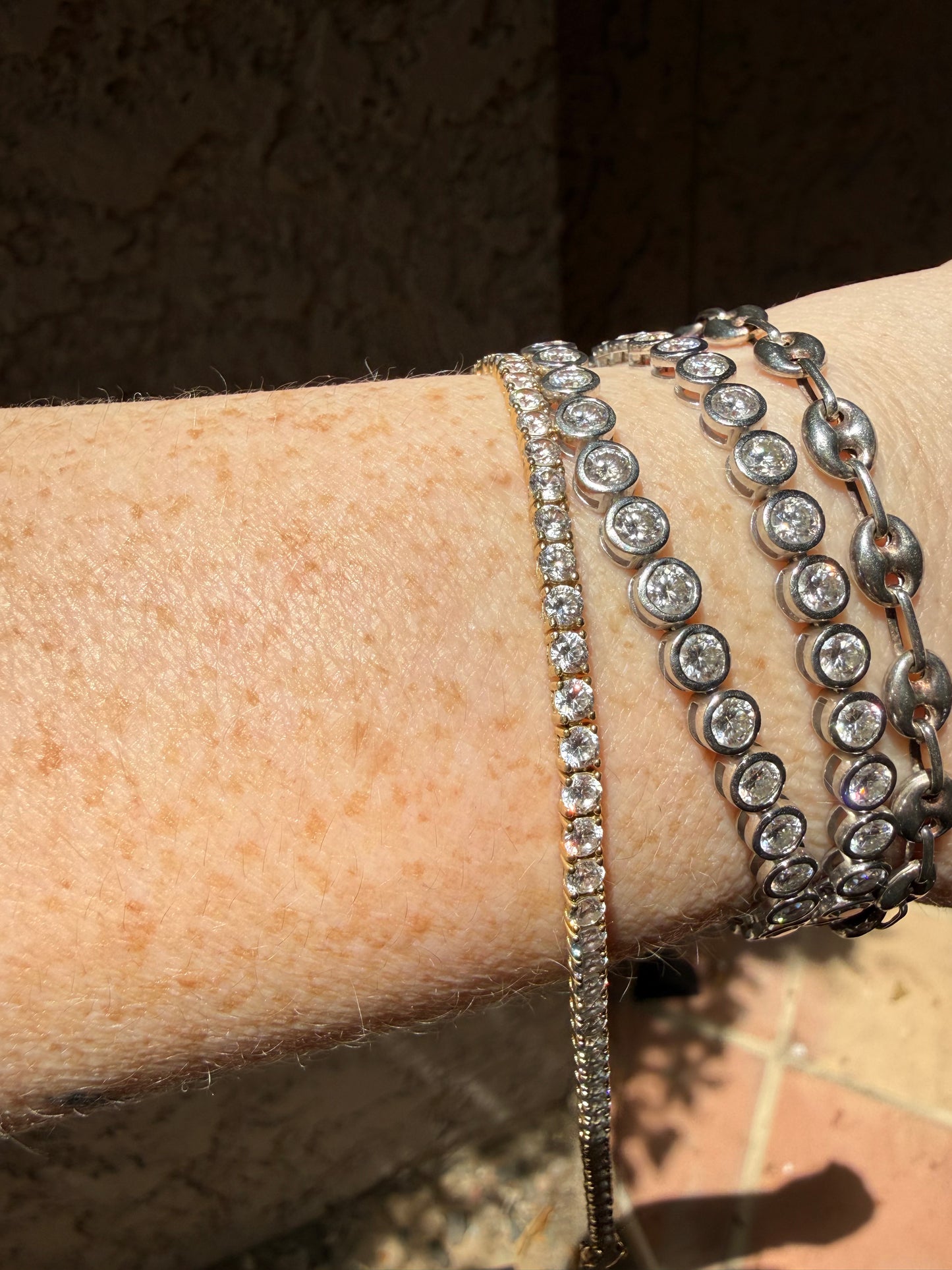 Vintage 10k yellow gold and CZ tennis bracelet 7.5” 6.9g