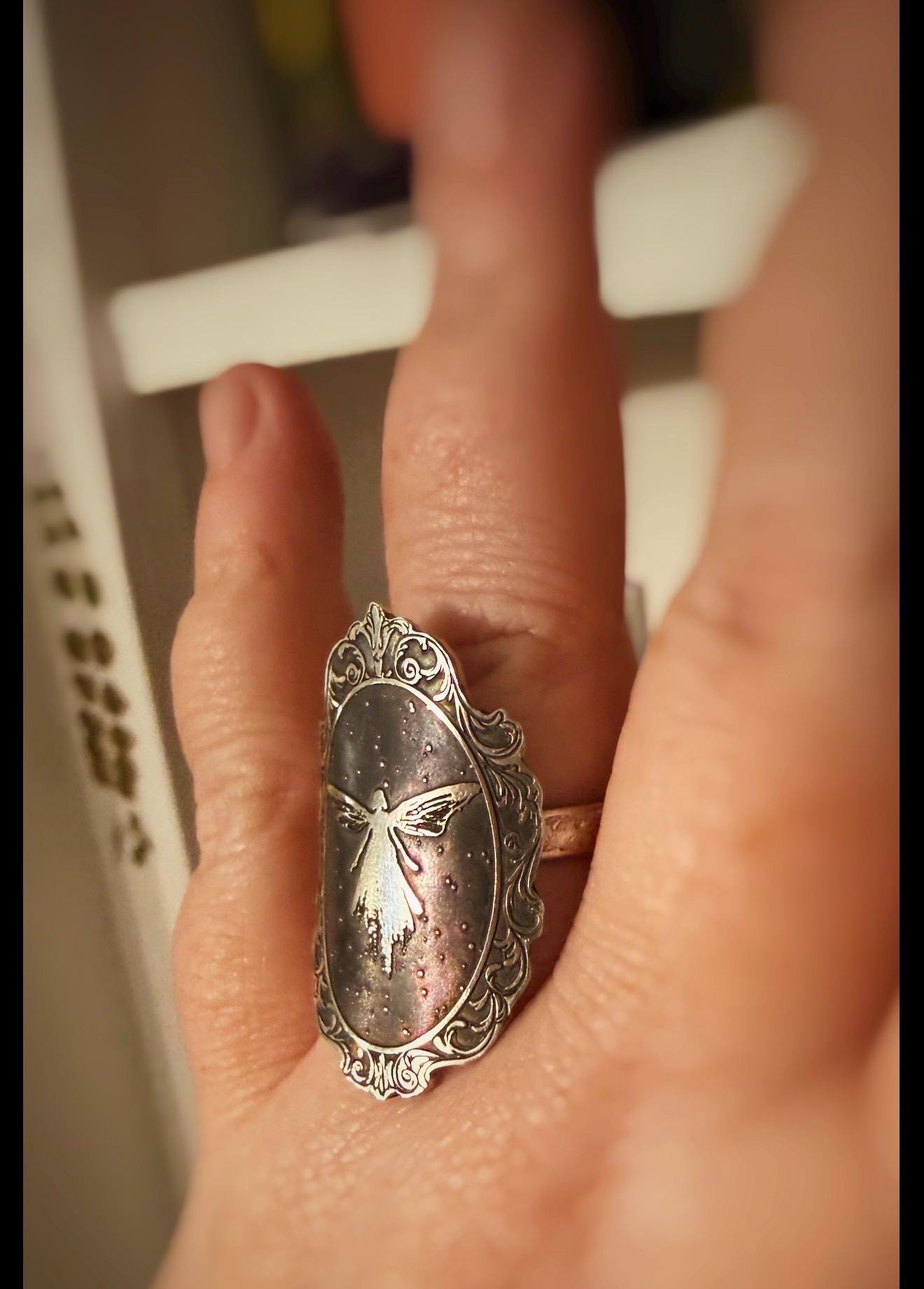Portrait of a Midnight Fairy Handmade Sterling Silver Ring or Necklace, made to order