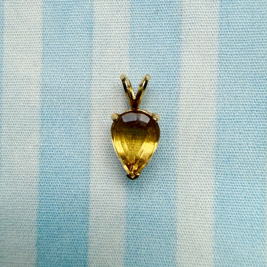 14k Yellow Gold Topaz Charm Pendant 1.81 grams