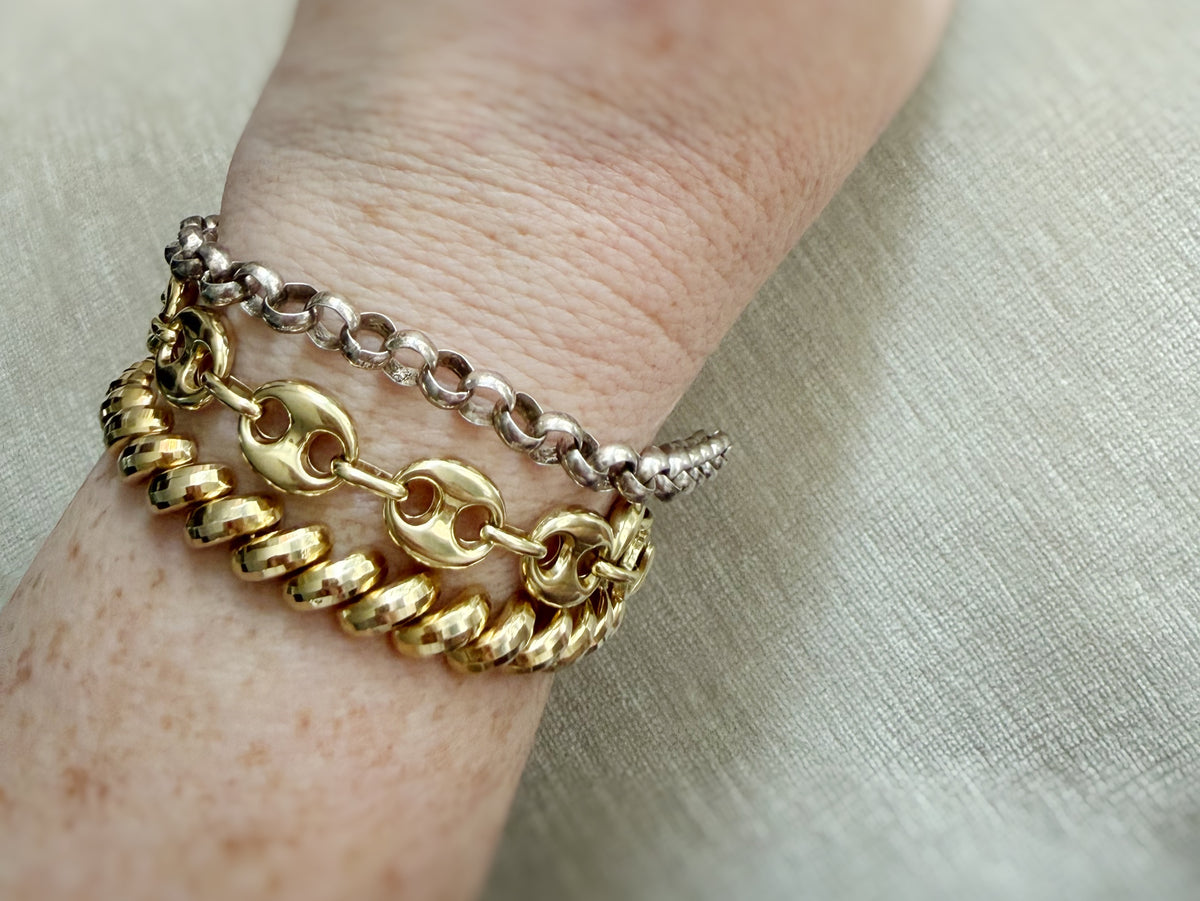 Vintage Sterling rolo bracelet 6.5”