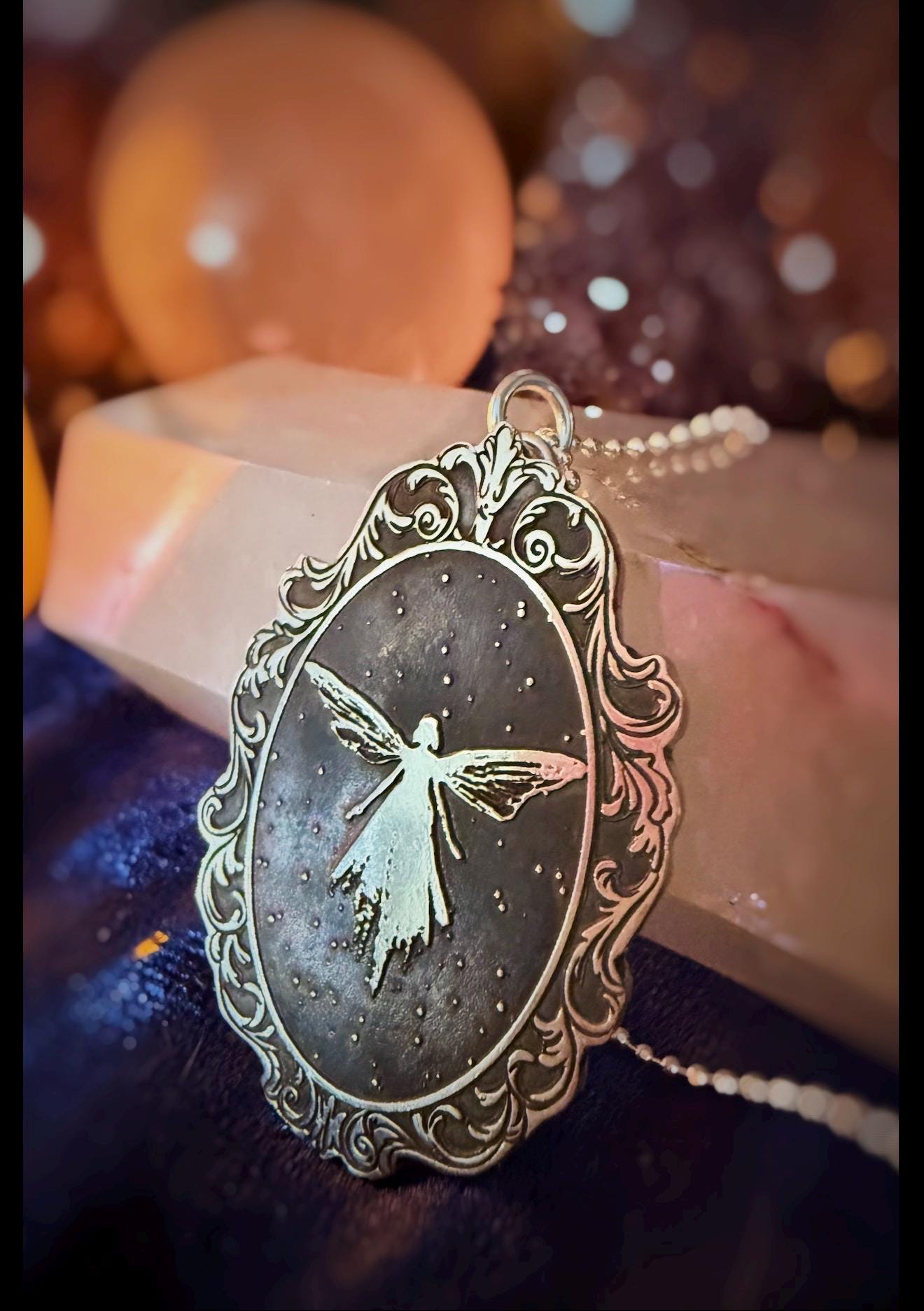 Portrait of a Midnight Fairy Handmade Sterling Silver Ring or Necklace, made to order