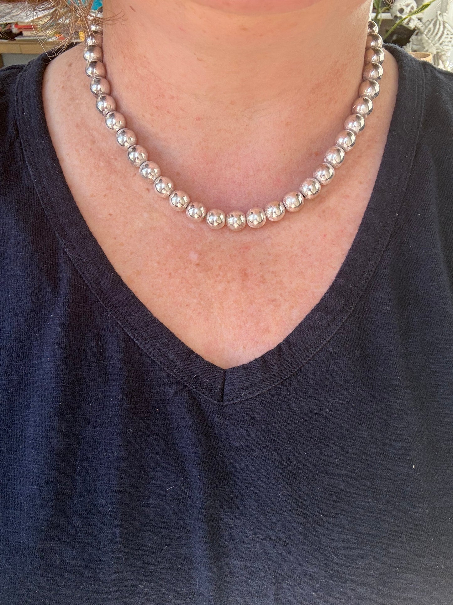Vintage Milor Sterling Silver Ball Bead Chain Necklace