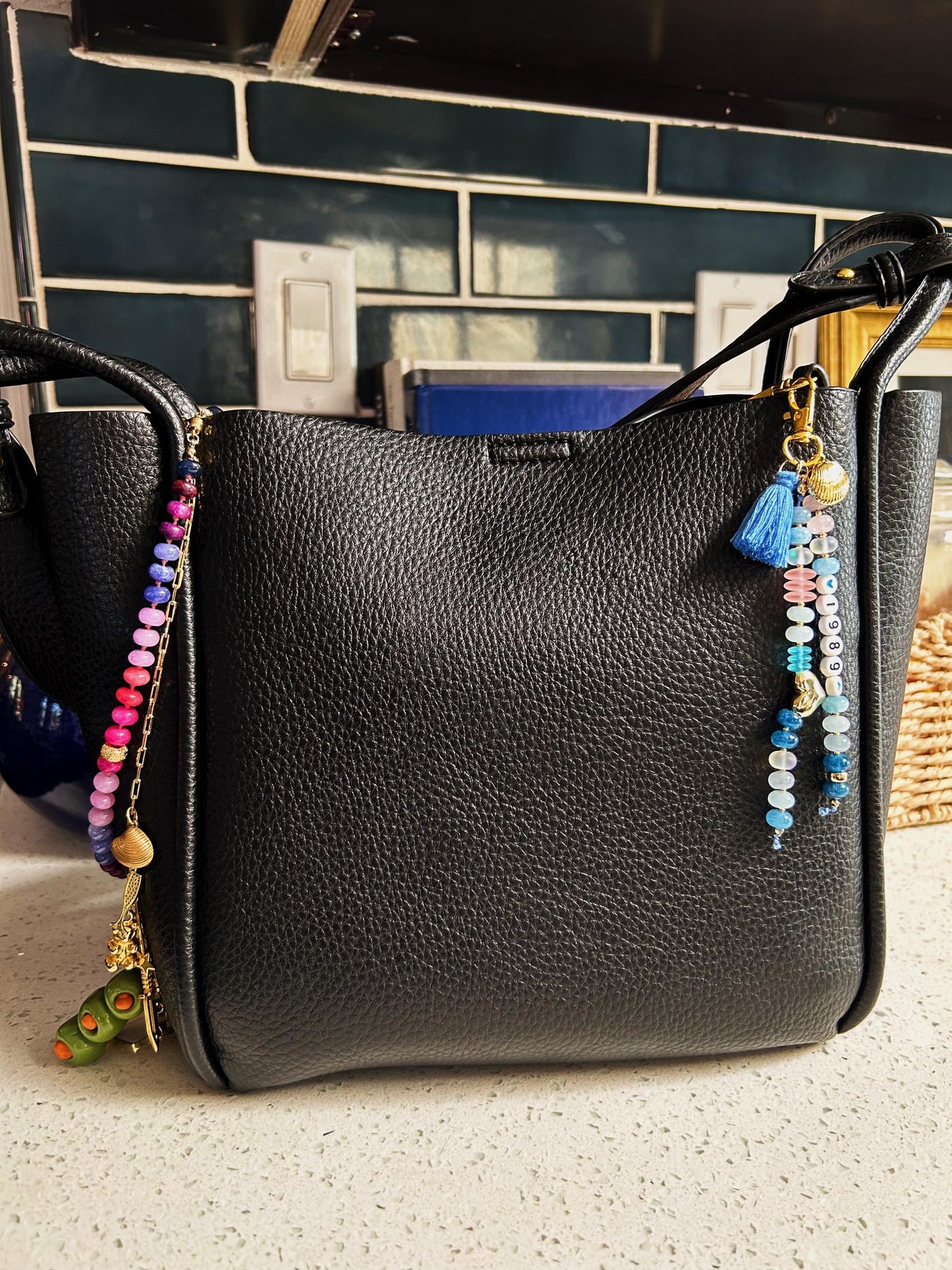 Handmade 1989 Era Genuine Gemstone 18k Gold Filled Keychain Bag Charm Friendship Bracelet style