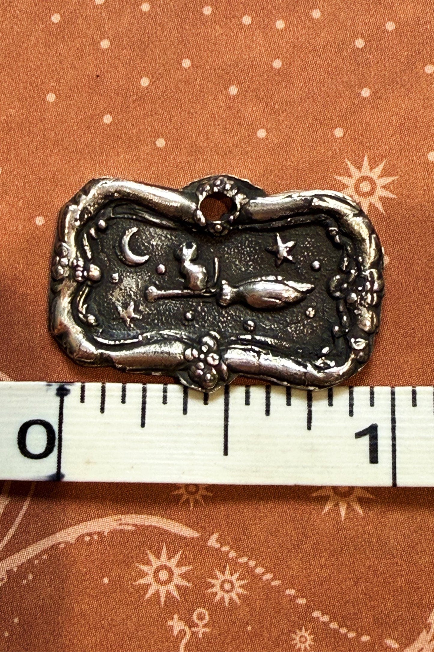 Witch’s Familiar Wax Seal Good Luck Charm Pendant in .999 Fine silver