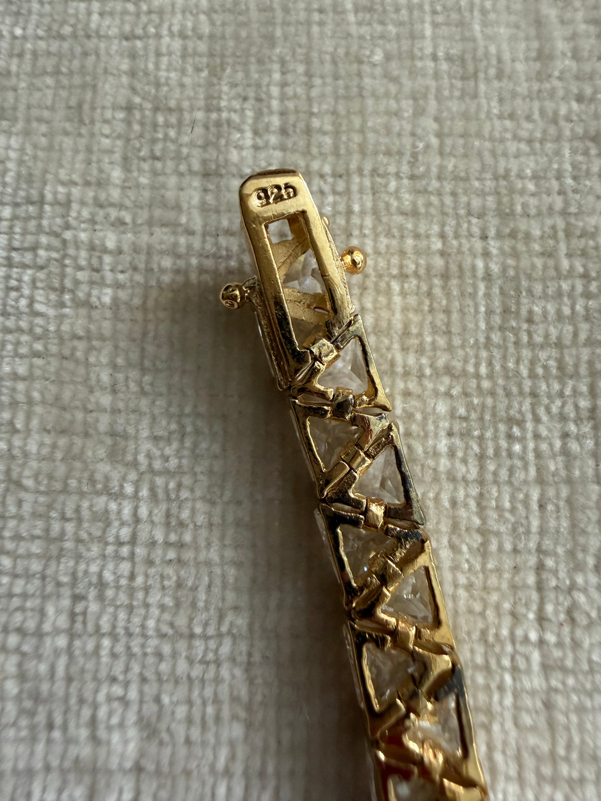 Gold over Sterling Silver triangle/trillion cut CZ tennis bracelet