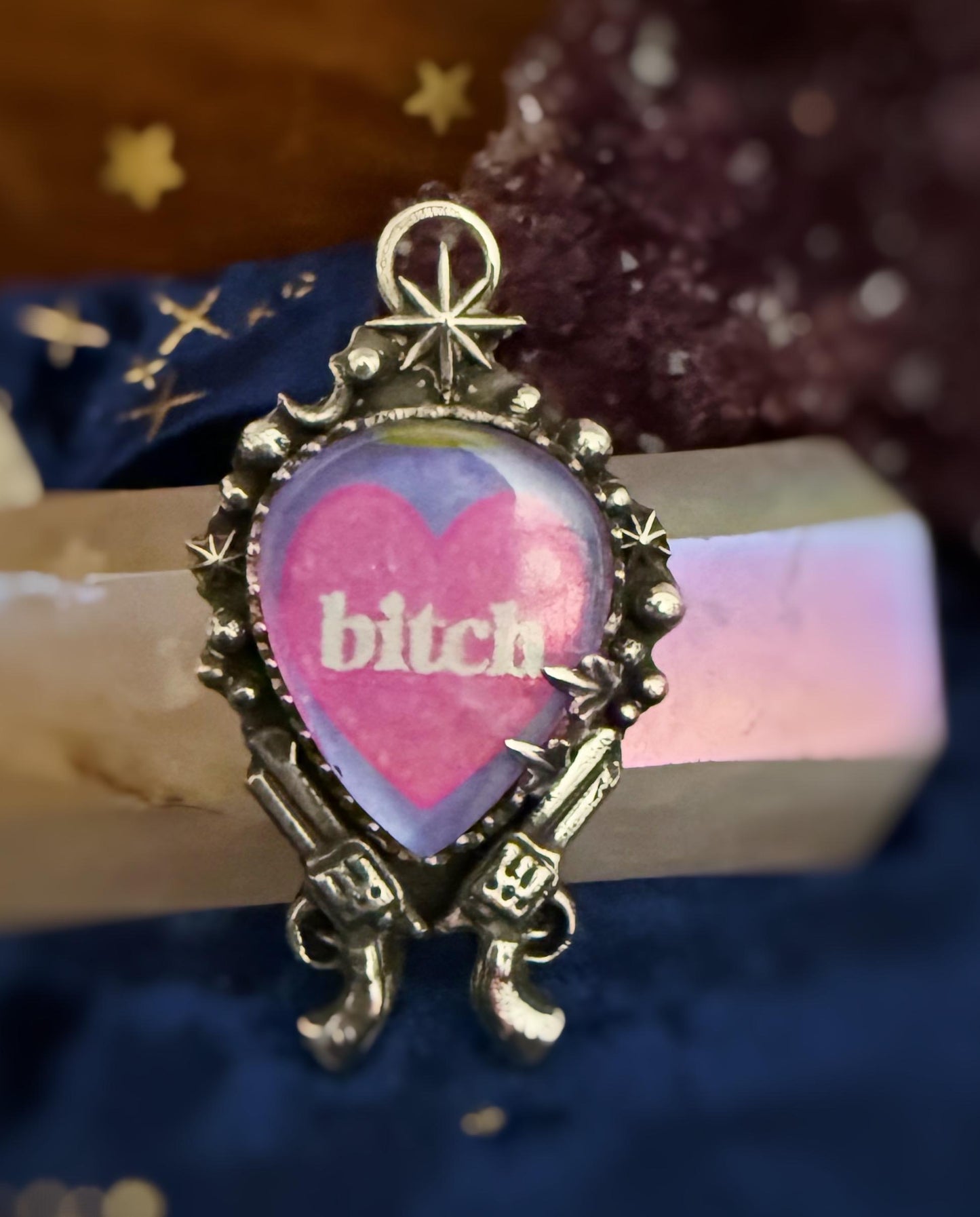 Irridescent Celestial Western Bitch Necklace in .925 sterling silver