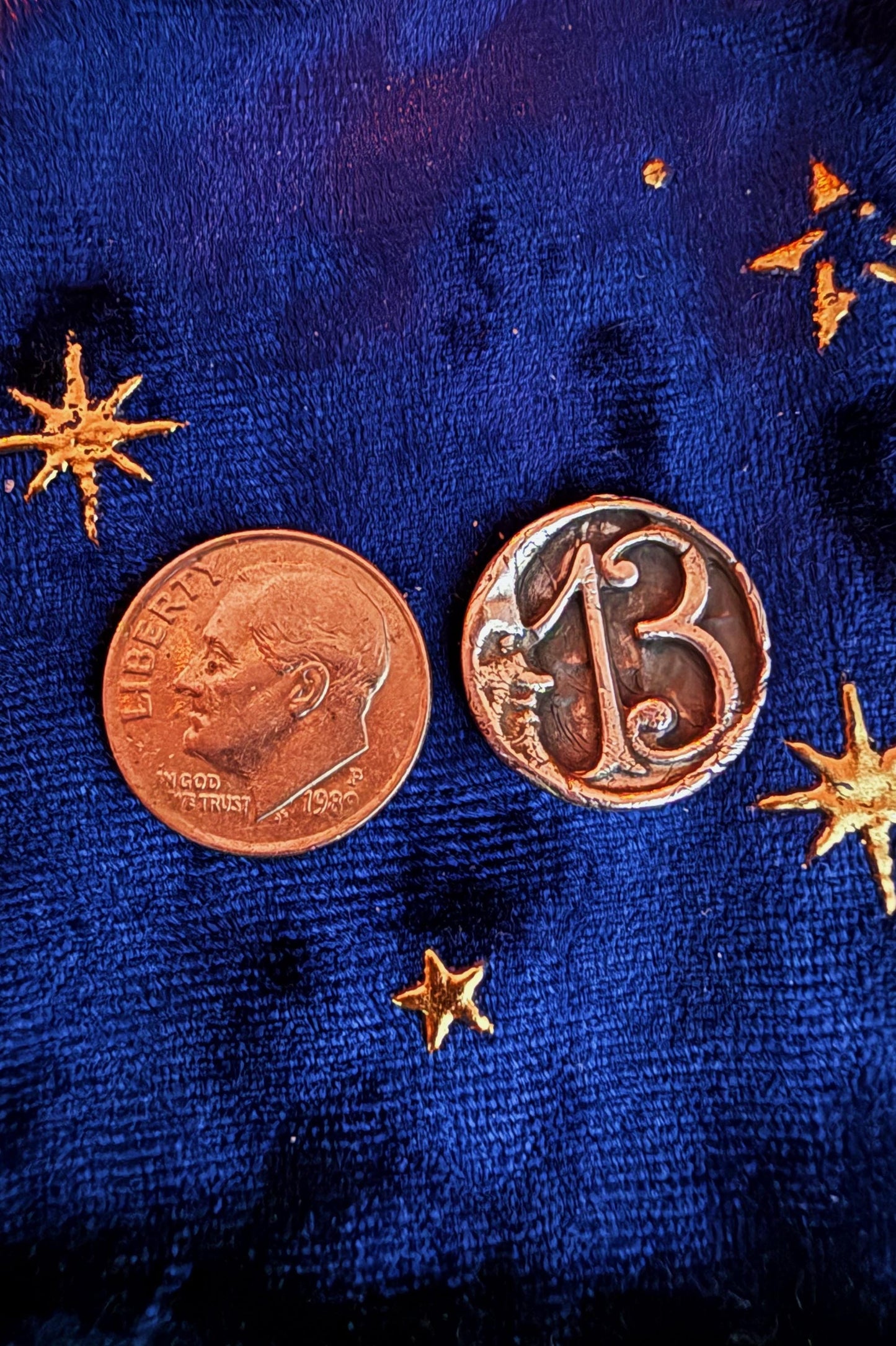 Handmade .999 fine silver vintage 13 man in the moon charm