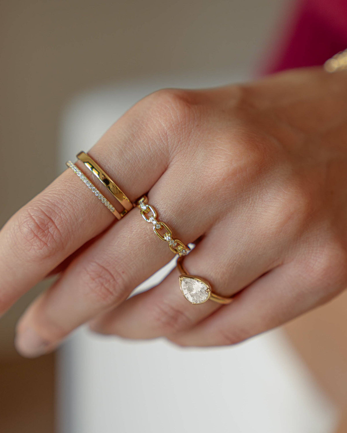 Sideways Bezel Pear Ring