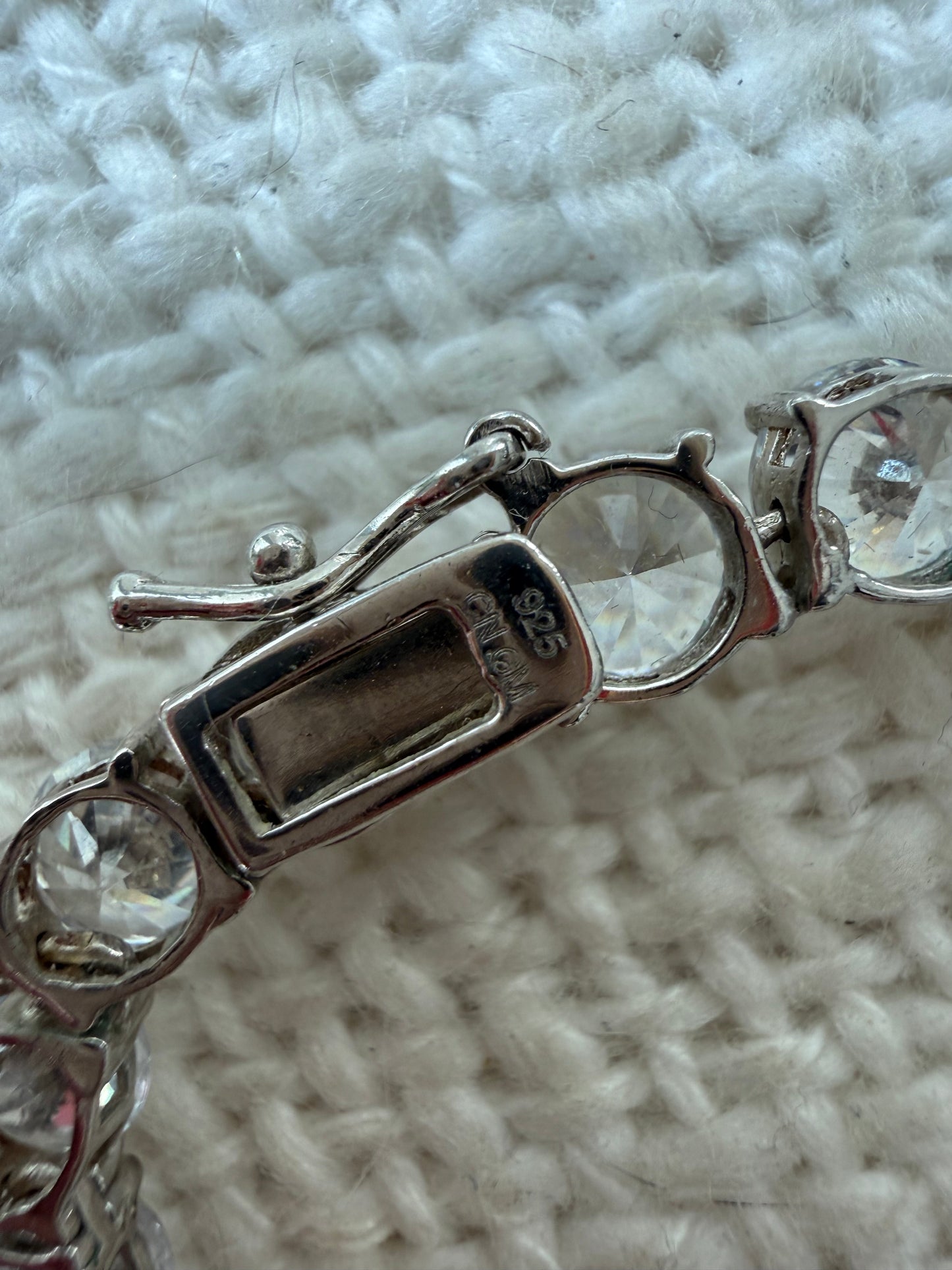 Vintage .925 Sterling 16.5” CZ tennis necklace